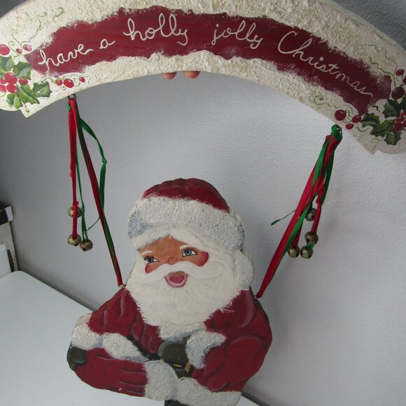 Vintage Wooden Santa Christmas Hand Painted Wall Door Hanging Decor - Picture 7 of 8